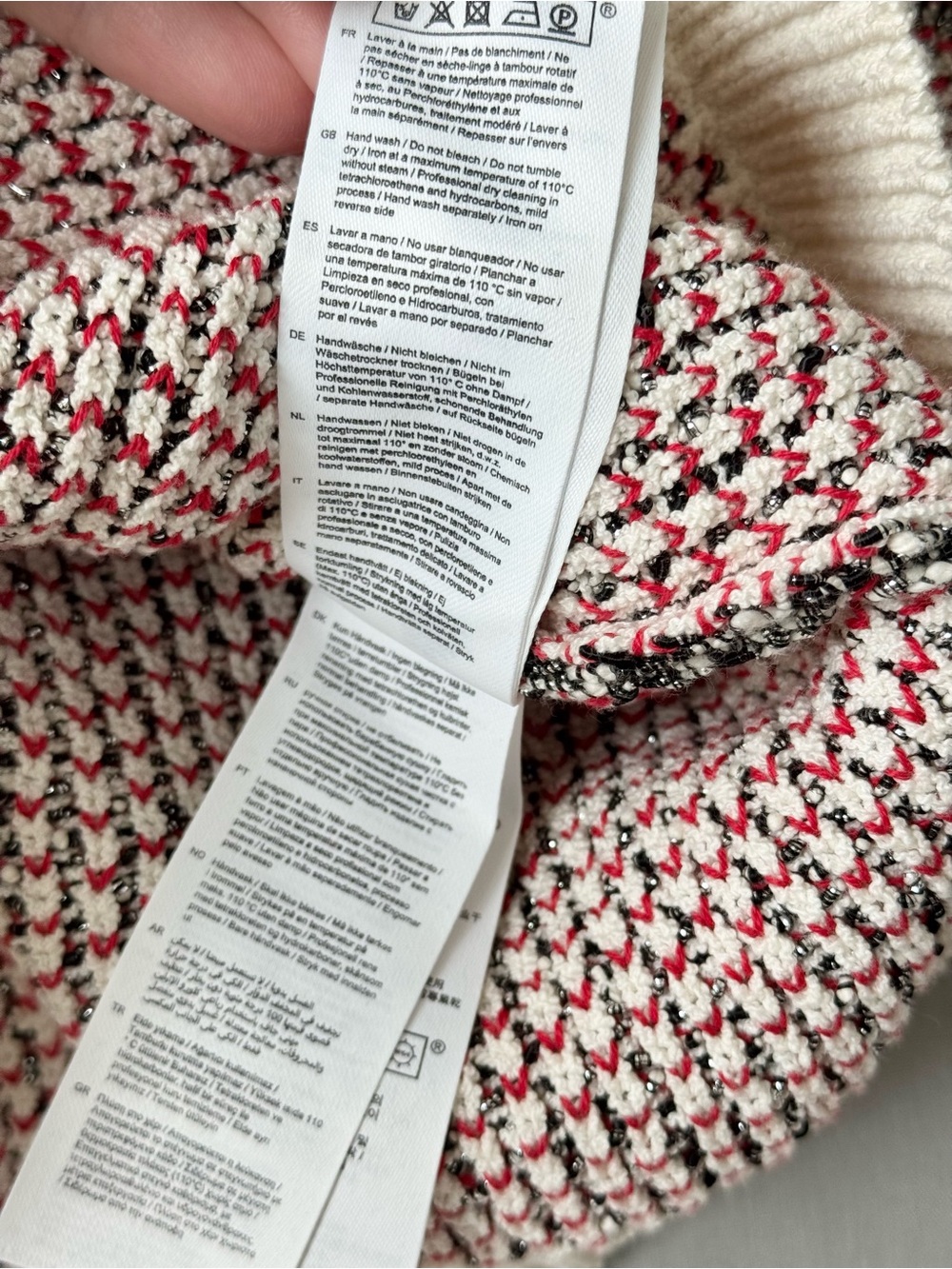 Maje Mapada Marled Red and White Knit Button-Front Cardigan - Tweed Look - Sz 1 - Picture 8 of 9